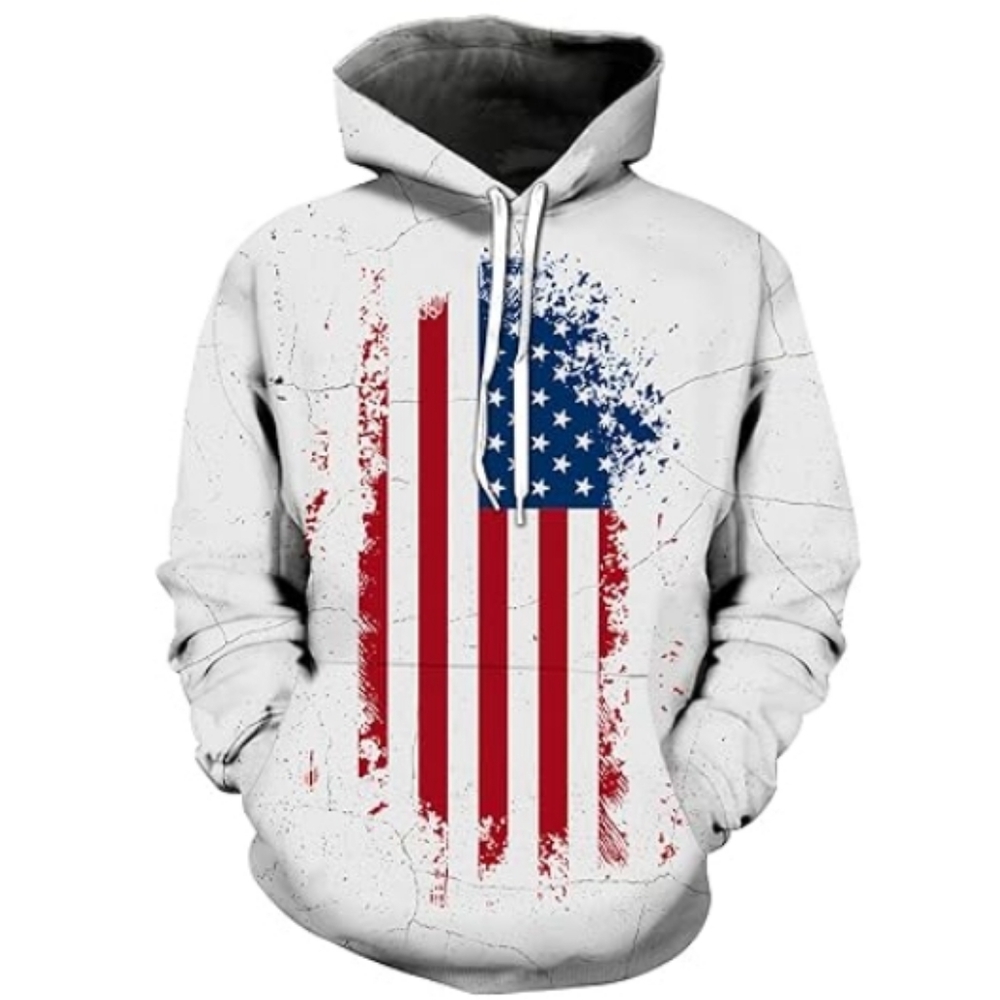 3D Print Pullover Hoodie Sweatshirt Women /Men  White Flag